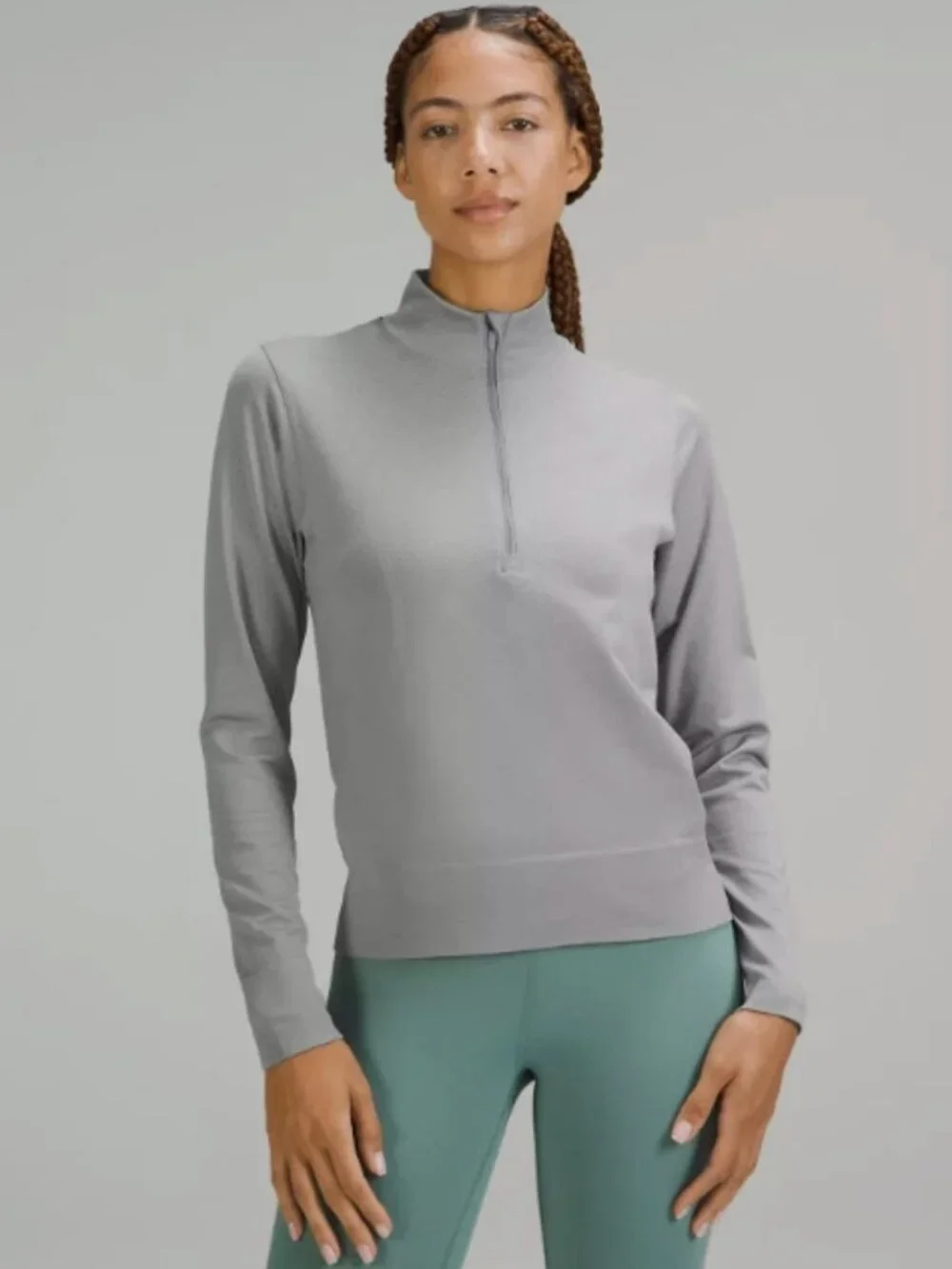 Lululemon Swiftly Relaxed Half Zip in Gull Grey/White - Size 6 - Picture 1 of 7